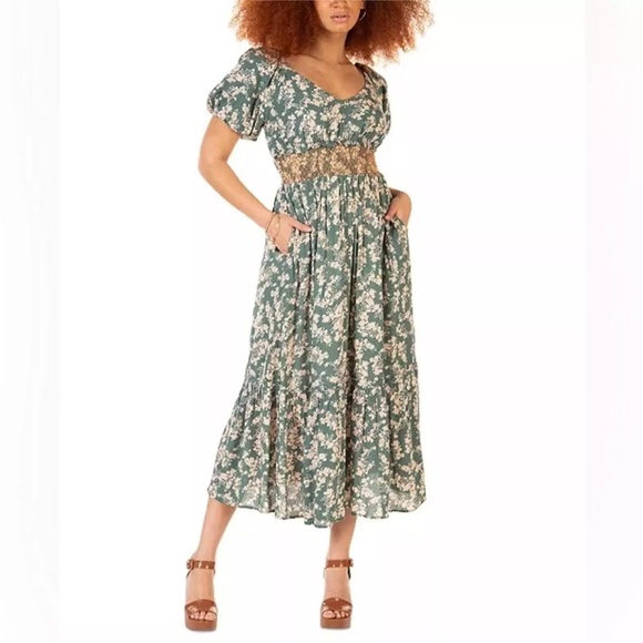 Free People “Ellie”Floral Puff Sleeve Dress - Picture 4 of 6
